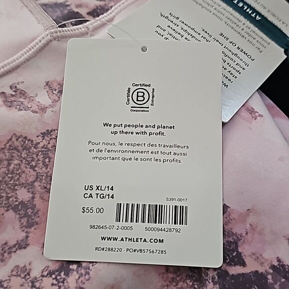 Athleta Girls High Rise Printed Chit Chat Tight, Size XL/14, Moonstone Pink, NWT - Picture 11 of 12